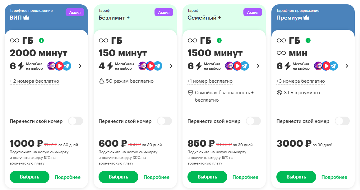 Краткое описание тарифных предложений для жителей Краснодарского края
