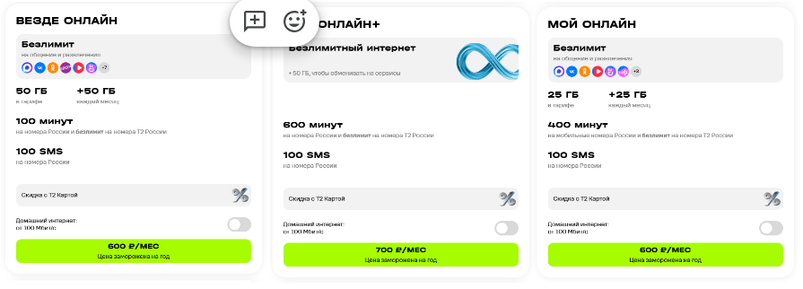 Краткое описание тарифов Т2 для жителей Ростова-на-Дону